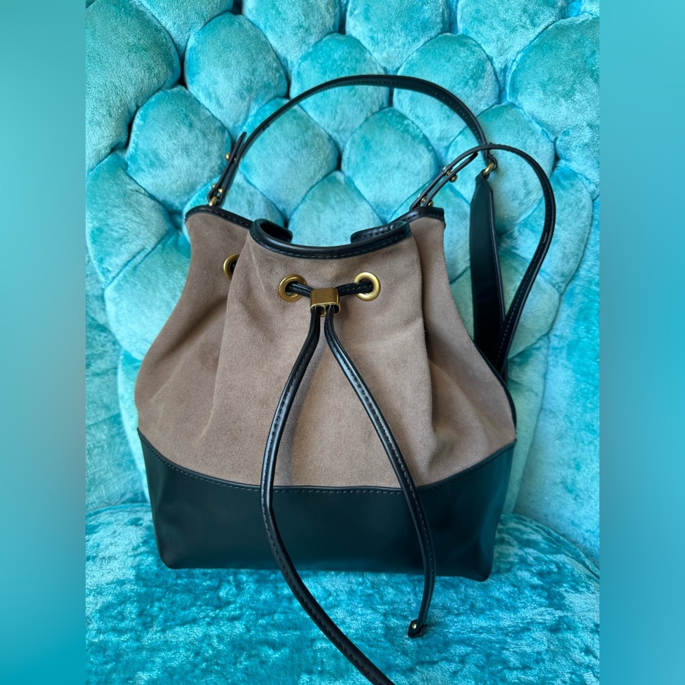 Zara Bucket Bag suede leather.